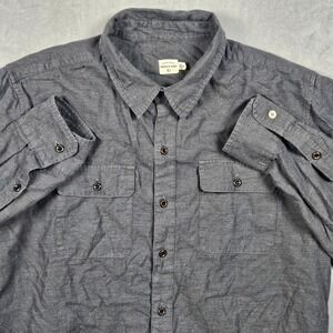 Bridge & Burn Button Up Shirt Mens Large Gray Long Sleeve Cotton Pockets